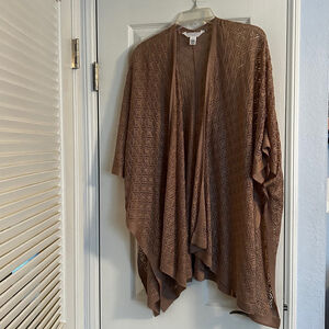 Lauren Conrad Crocheted Design Cardigan, One Size , Brown